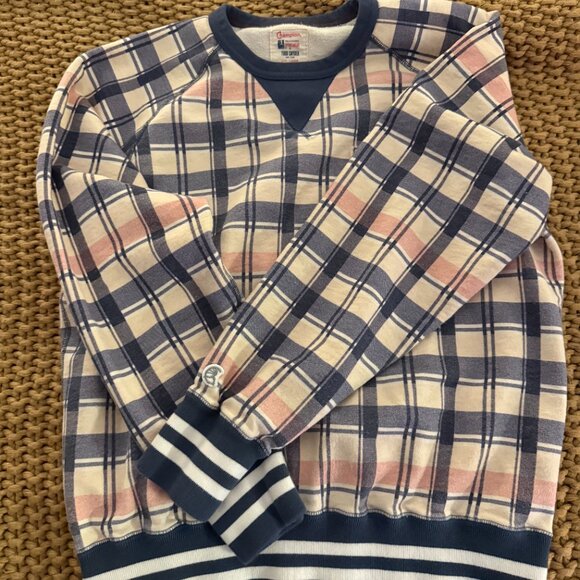 Todd Snyder Blue and Pink Plaid Sweatshirt - Picture 6 of 9
